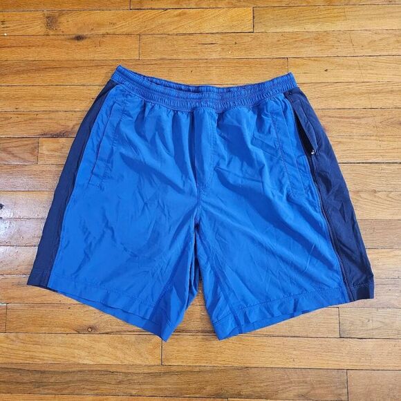 Lululemon Pace Breaker Shorts Blue Navy Lined Zip Pocket Drawstring Two Tone Siz - Picture 1 of 6